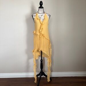 Zara butter yellow halter whimsy fairy mini dress